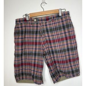 Vintage Polo Ralph Lauren Reversible Shorts 33‎ Khaki Madras Plaid Y2k Preppy